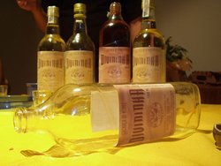 Bottles of cachaça, a Brazilian alcoholic beverage.